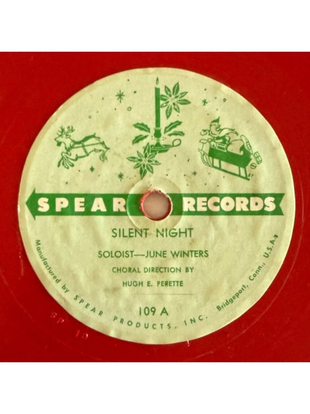Vintage 1950s Silent Night Red Vinyl 78 Record Christmas Decor Spear Records - Picture 2 of 12